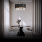 Kristy Industrial Cylindrical Crystal/Metal Chandeliers Black Living Room