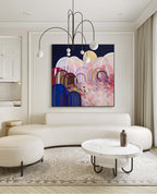 Abstract Landscape Oil Painting Arches Moon