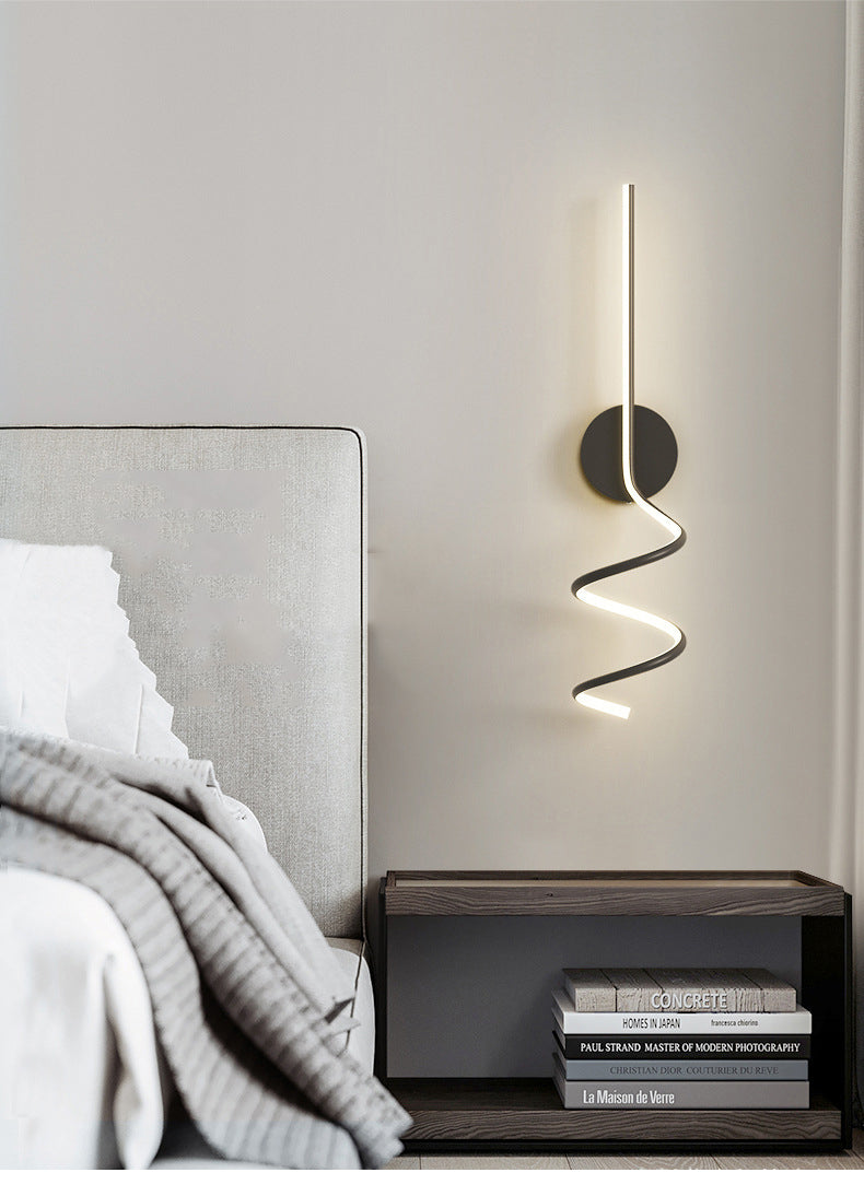 Arisha Modern LED Art Interior Wall Light Spiral, Black & White