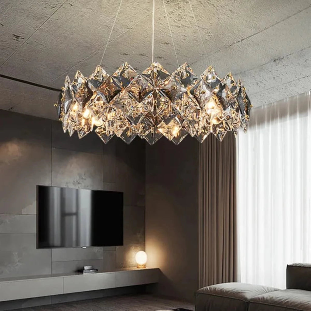 Kristy Modern 6-Light Tiered Crystal Chandelier With Adjustable Cables
