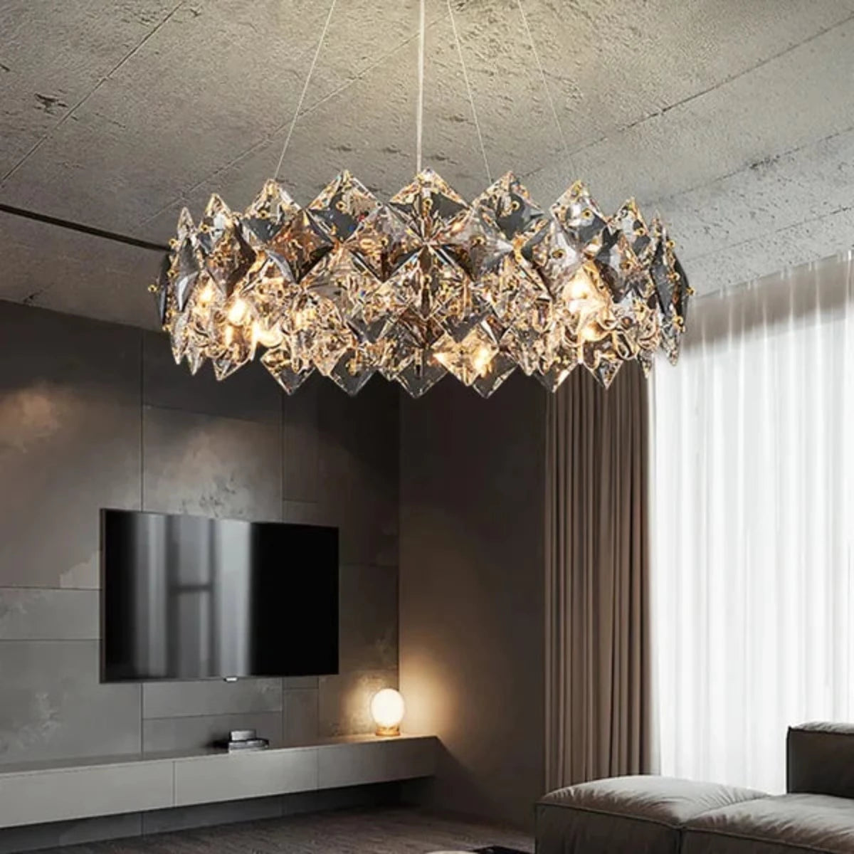 Kristy Modern 6-Light Tiered Crystal Chandelier With Adjustable Cables