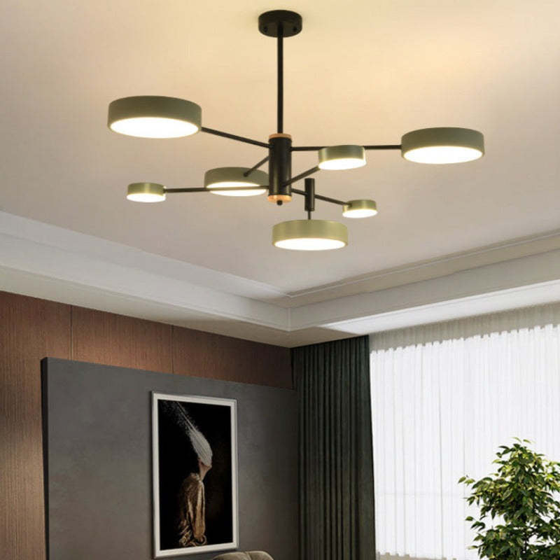 Arisha Pendant Light LED, Metal & Wood, Grey/White/Gold