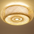 Muto Rattan Woven Rustic LED Flush Mount Ceiling Light