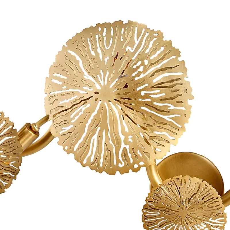 Arisha Modern Metal Round Lotus Leaf Wall Lamp, Gold