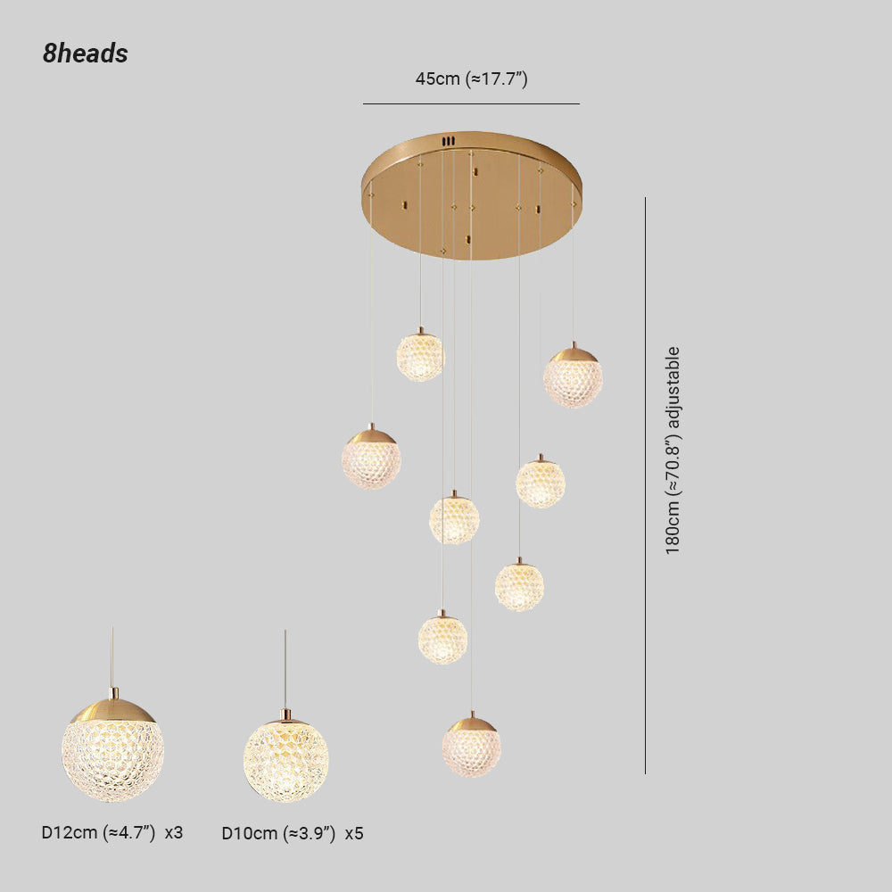 Arisha Multi Staircase Modern Art Deco Pendant Light, Gold
