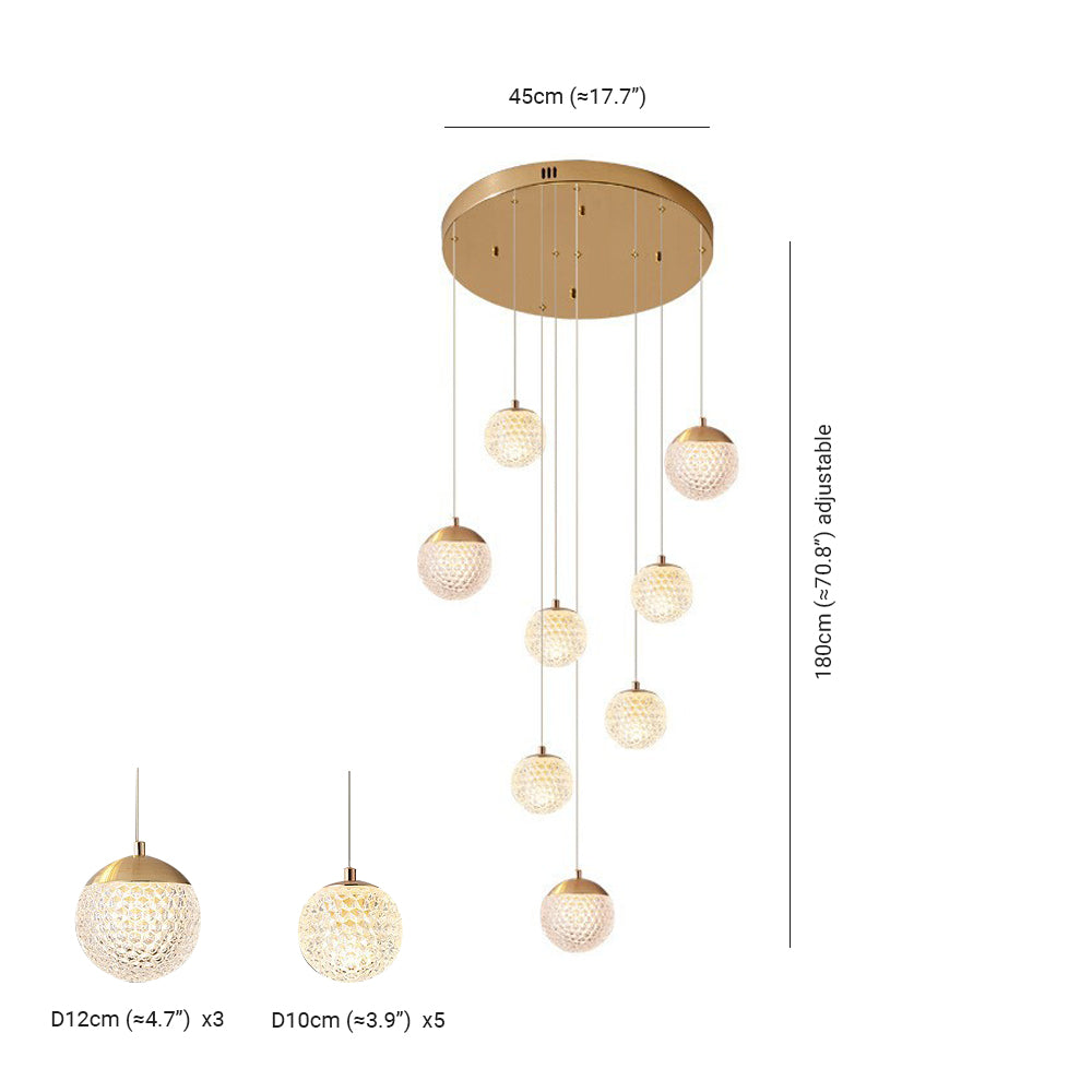 Arisha Multi Staircase Modern Art Deco Pendant Light, Gold