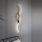 Lumor Modern Linear Wave Bedroom Wall Lamp, Black/Gold