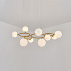 Valentina Modern Designe Wave Metal/Glass Pendant Light, White/Gold