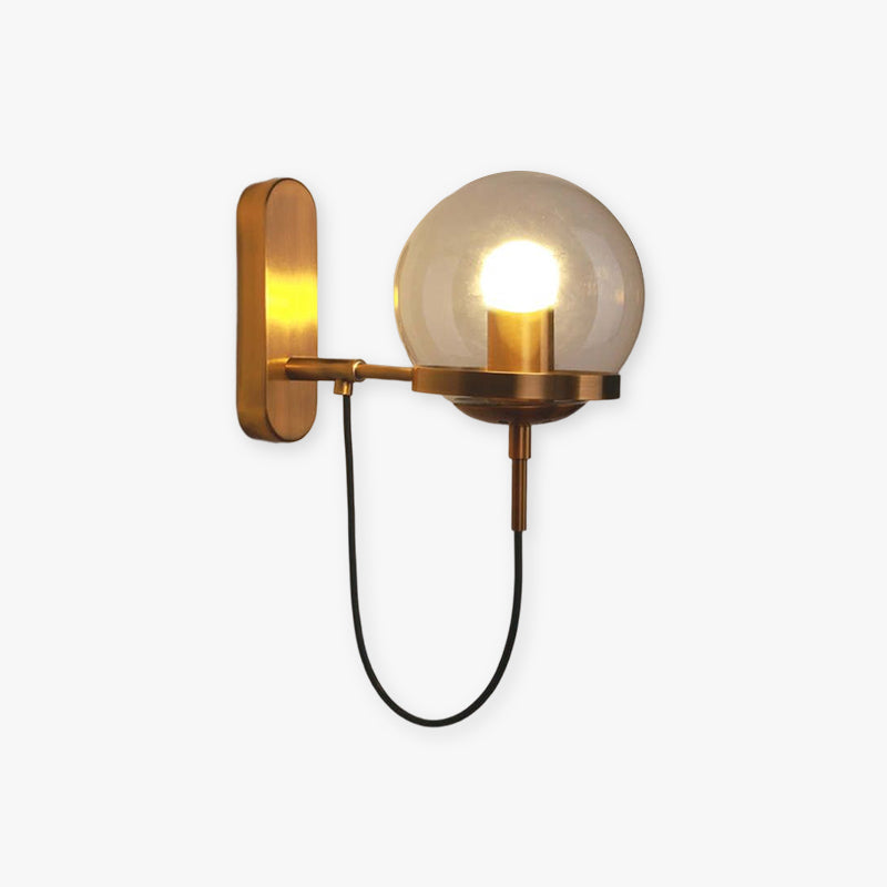 Silva Rustic Retro Glass Globe Wall Lamp, Black/Bronze