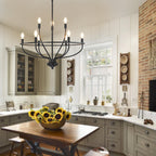Silva Industrial Metal Candle Chandelier Black/Champagne Living Room/Bedroom