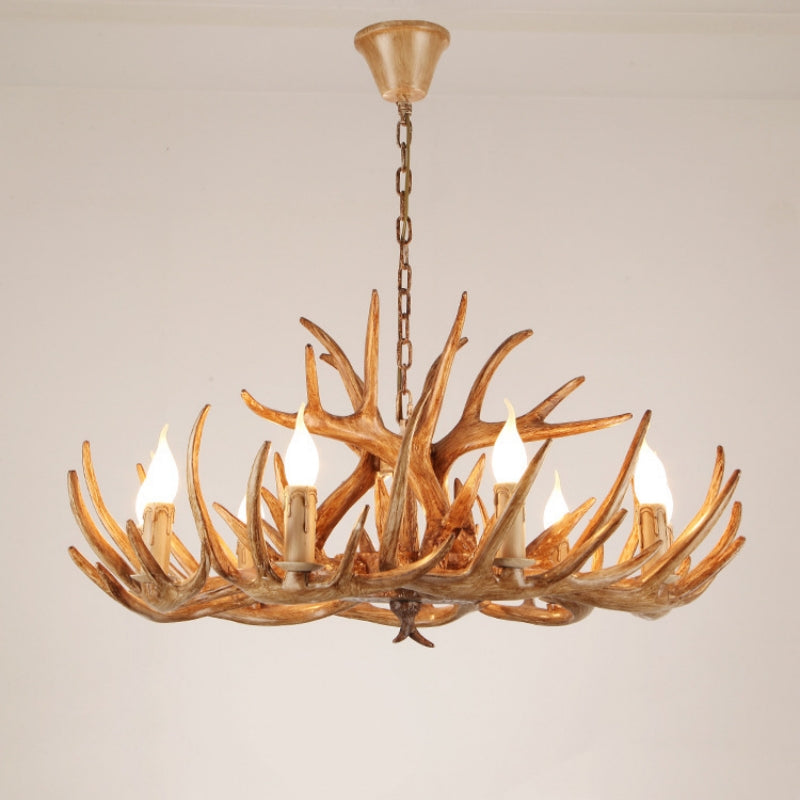 Silva Retro Deer Antlers Candle light Horn Resin Chandelier