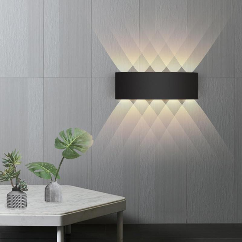 Tronix Modern Rectangular Metal Outdoor Wall Lamp, Black/White, Water-wave