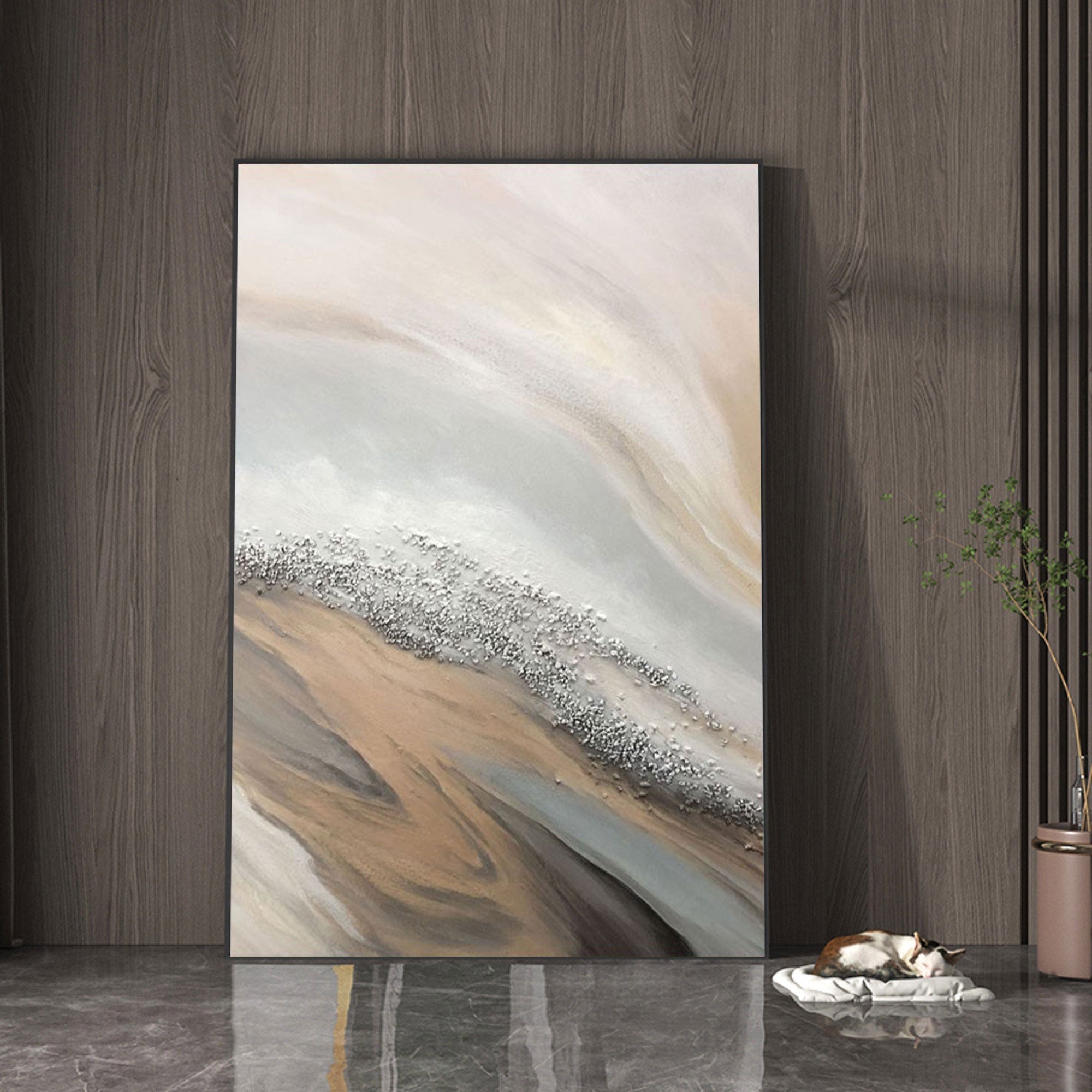 Textured Coastal Dunes Abstract Painting