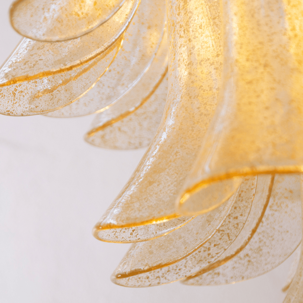 Aurora Chandelier Amber Lily Murano Glass Layered Centerpiece