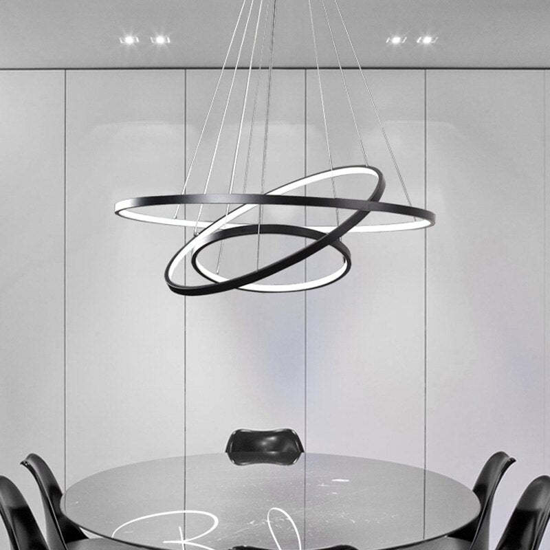 Aluna Pendant Light, Inner Ring Illuminated, White/Black/Gold