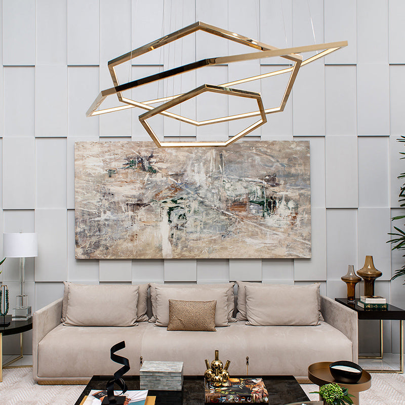 Arisha Minimalist Geomatic Metal Pendant Light, Gold, DIY