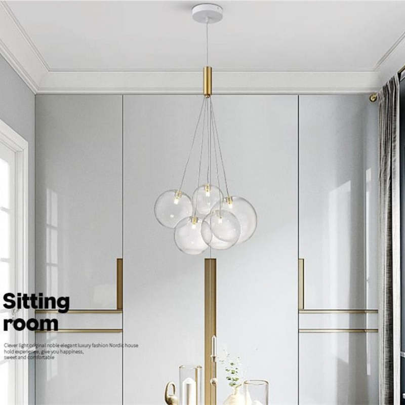 Valentina Glass Globe Bubble Pendant Light LED Stary