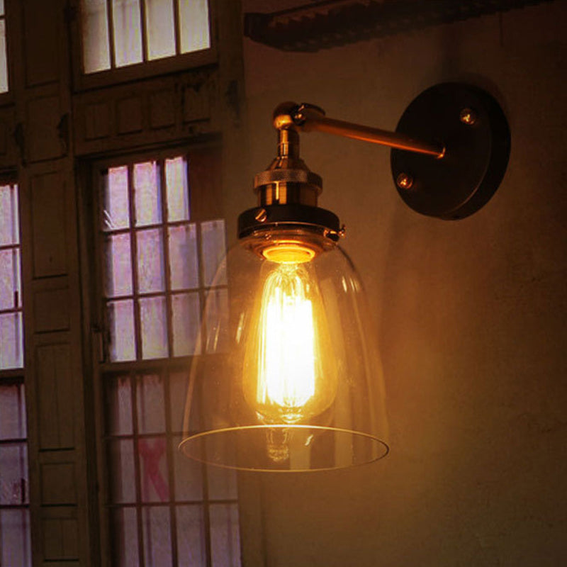 Arisha Retro Vintage Wall Mounted Lamp, Metal & Glass
