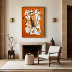 Vibrant Orange Abstract Expressionist Oil Painting
