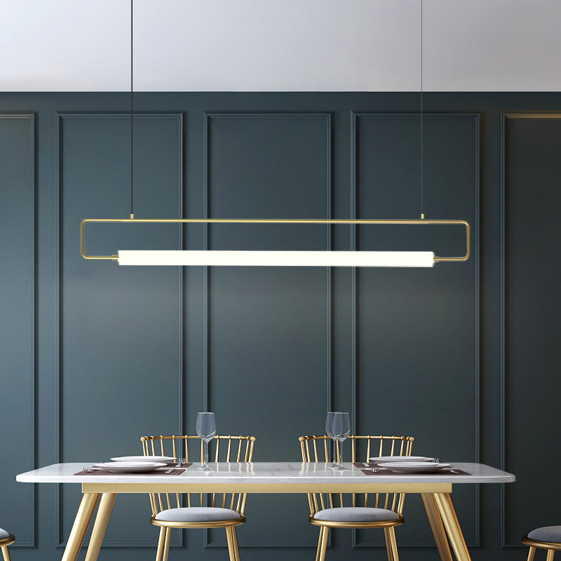 Arisha Modern Minimalist Rectangular Linear Pendant Light, Gold/Black