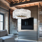 Kristy Modern Luxury Pleated Pendant Light, Circle, /Stainless Steel