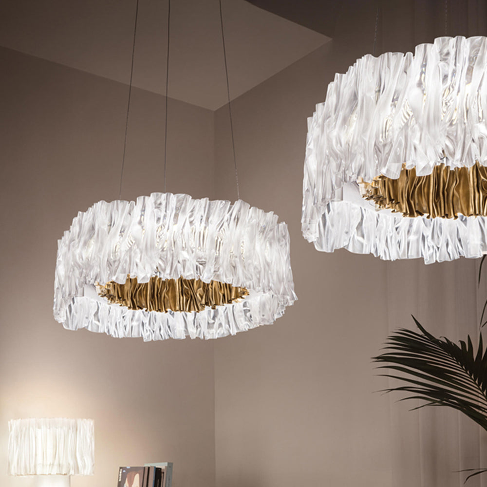 Kristy Modern Luxury Pleated Pendant Light, Circle, /Stainless Steel