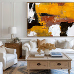 Vibrant Yellow Oil Painting Textured Hand Painted