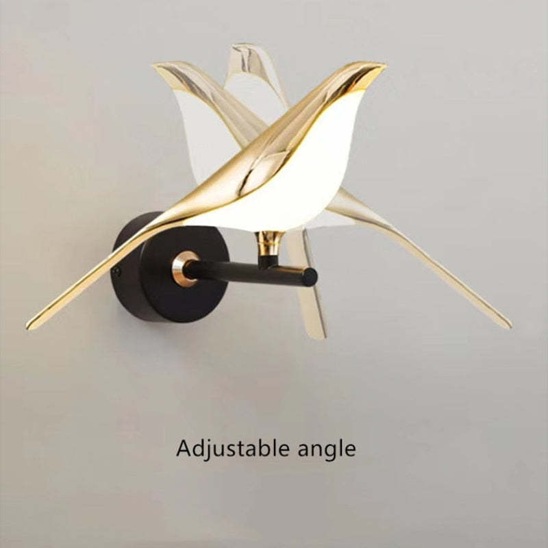 Arisha Minimalist Magpie Bird Metal Wall Lamp, Bedroom
