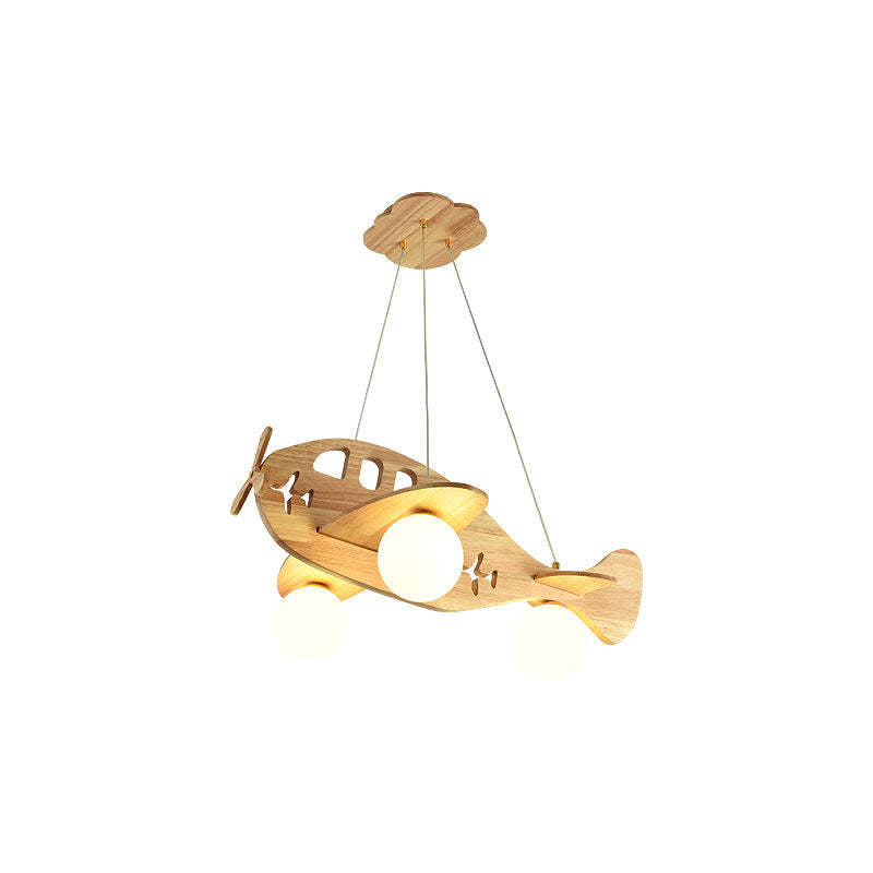 Arisha Vintage Airplane Shape Pendant Light, Wood
