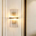 Ray Modern Cylindrical Metal/Crystal Wall Lamp, Gold