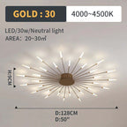 Wesley Flush-Mount Ceiling Light Fireworks, Black/Gold - product image 24