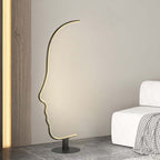 Arisha Human Face Profile Modern Arc Floor Lamp, Black, Metal/Silicon