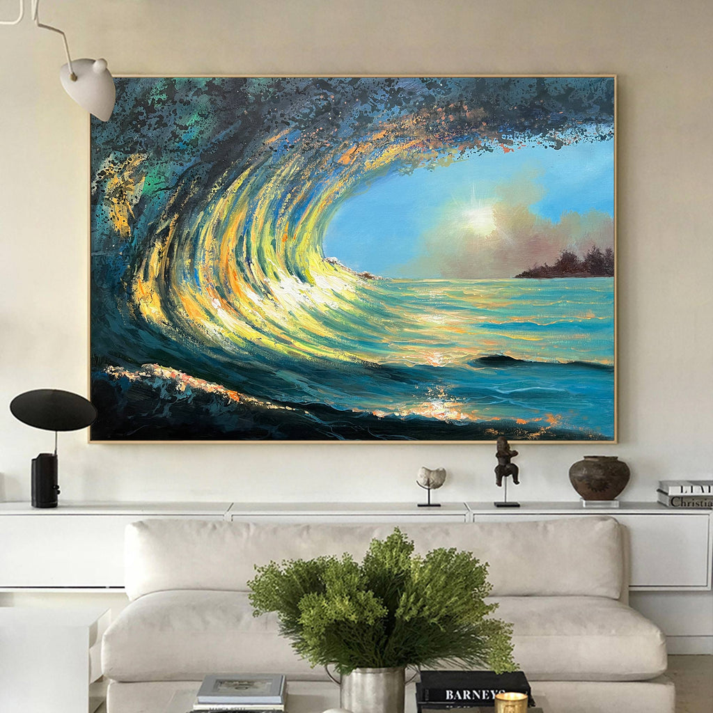 Luminous Wave Seascape Oil Painting Horizontal