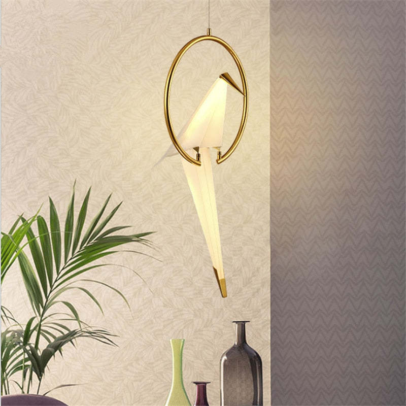 Arisha Modern Nordic Post Modern Bird Pendant Light, White/Clear