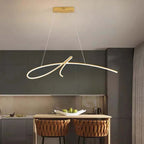 Arisha Pendant Light Irregular-curved Modern, Metal, Black/Gold, Restaurant