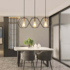Arisha Rustic Farmhouse Geometry  3/5 Light Pendant Light, Black