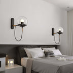 Silva Rustic Retro Glass Globe Wall Lamp, Black/Bronze