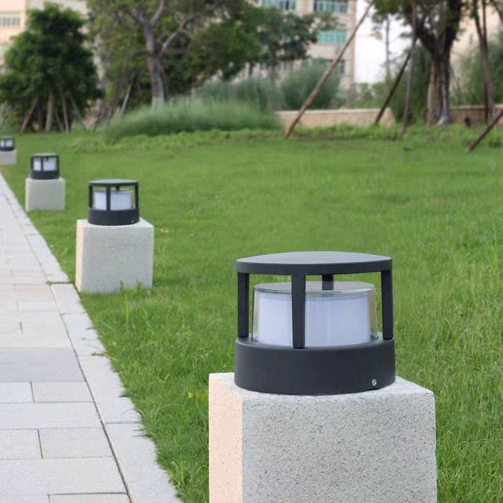 Ray Modern Cube/Cylinder Metal Lamp Outdoor, Black