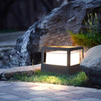 Ray Modern Cube/Cylinder Metal Lamp Outdoor, Black
