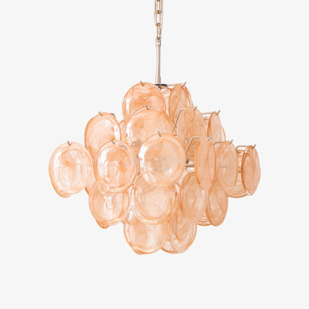 Aurora Chandelier Apricot Murano Glass Disc Layered Artistic