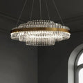 Kristy Modern Tiered Crystal LED Chandelier in Brass Living Room