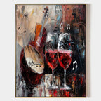 Textured Wine & Violin Oil Painting