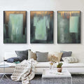 Gold Abstract Triptych Oil Painting Set
