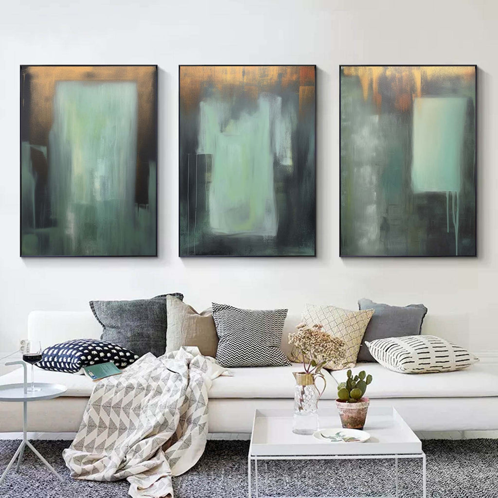 Gold Abstract Triptych Oil Painting Set
