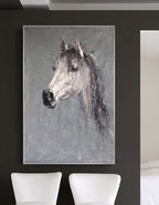 Monochrome Horse Head Oil Painting