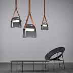 Valentina Modern Nordic Leather/Glass Pendant Light, Grey/White