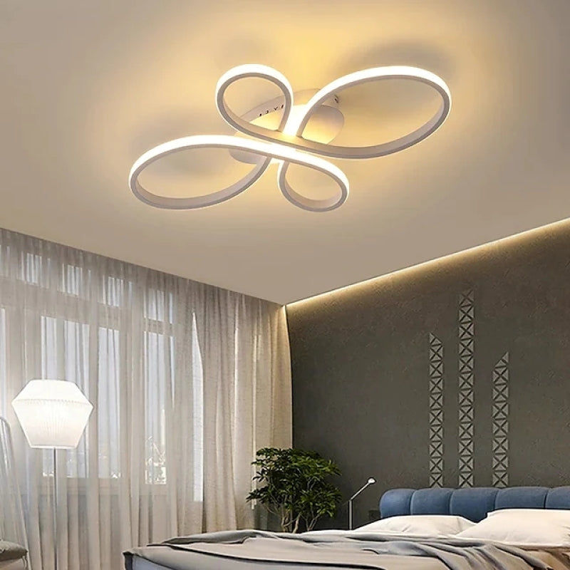 Brisa Modern LED Multi Rings Flush Mount Ceiling Light, Brown/White