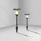 Ray Modern Metal/Marble Solor Outdoor Ground Light, Black