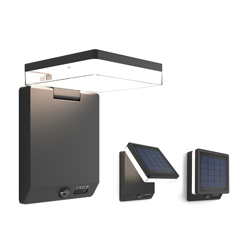 Ray Modern Minimalist Right-Angle Sensor Solar Waterproof Outdoor Wall Lamp, Black