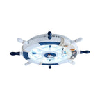 Aria Modern Rudder Metal Flush Mount Ceiling Light, White/Blue For Kids